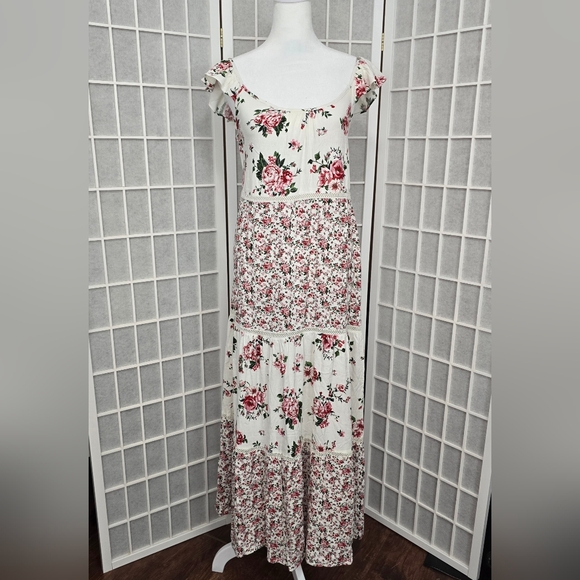 by the river Dresses & Skirts - #38.By The River Rose print maxi dress with crochet details
